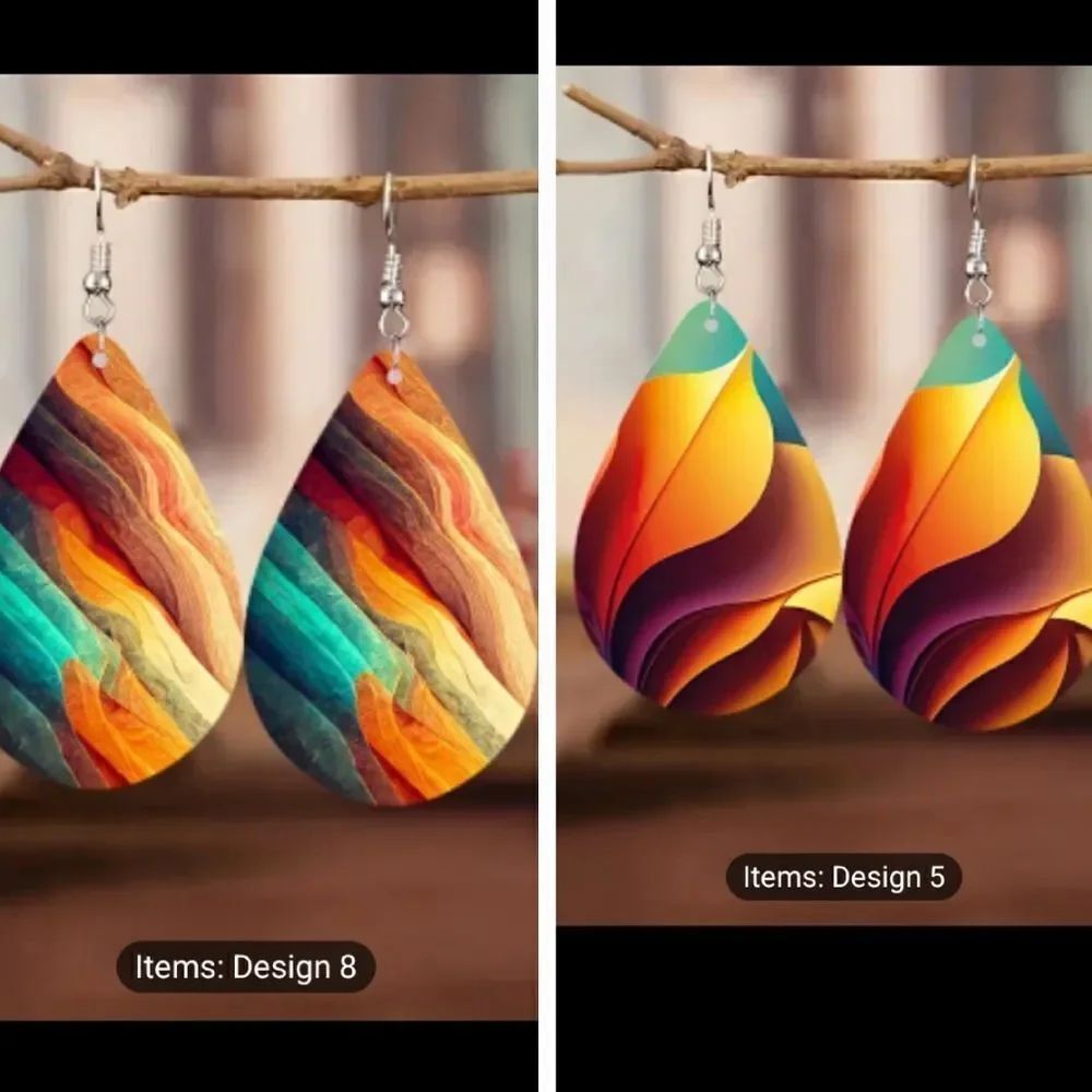 Tear drop 2 pair earrings multi color